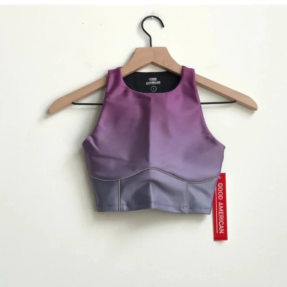 New Good American Electric Feel Ombre Contour Bra top sunset halter Racerback - Picture 5 of 16